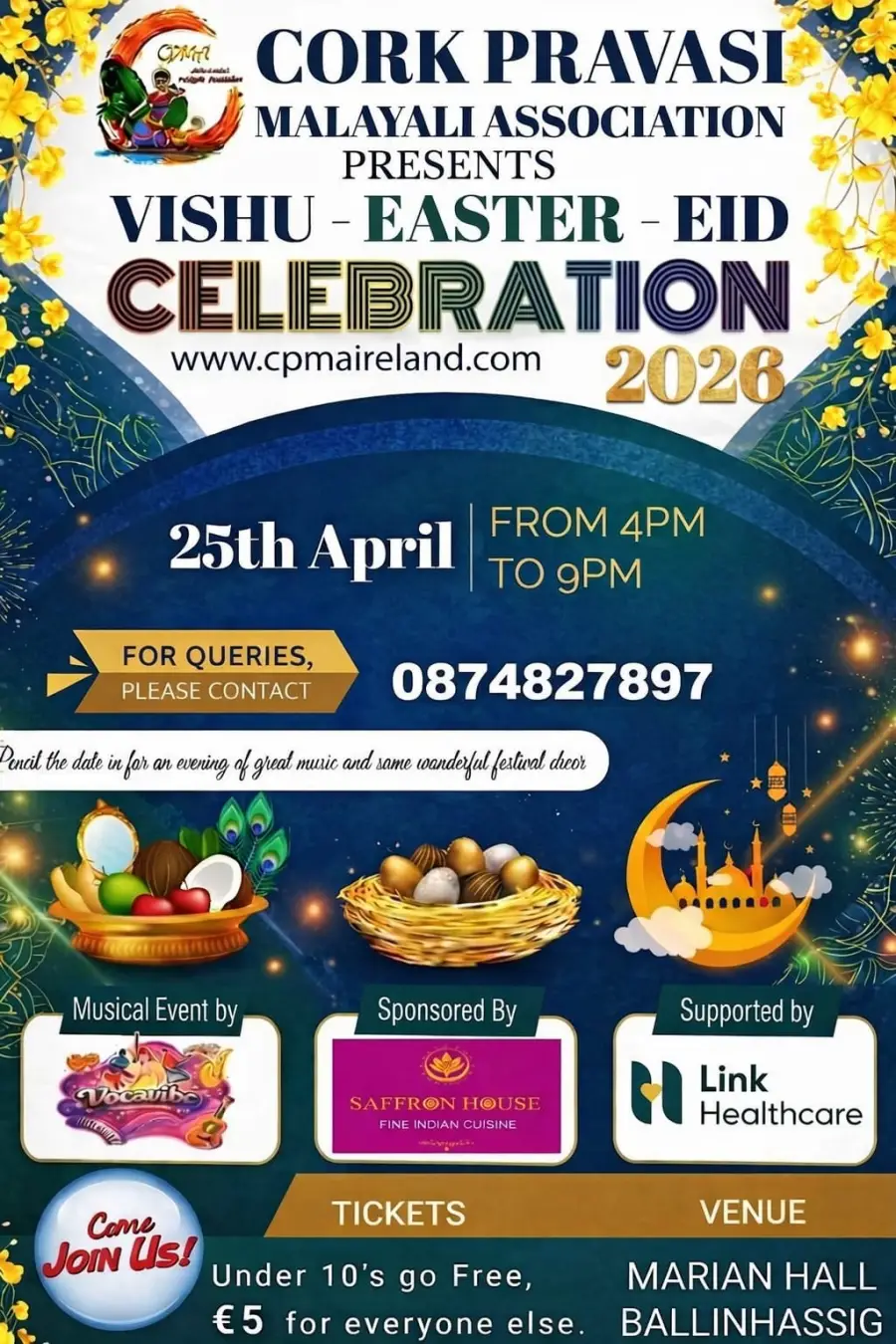 ᴄᴏʀᴋ ᴘʀᴀᴠᴀꜱɪ ᴍᴀʟᴀʏᴀʟɪ ᴀꜱꜱᴏᴄɪᴀᴛɪᴏɴഈസ്റ്റർ-വിഷു-ഈദ് ആഘോഷം ഏപ്രിൽ 25ന്